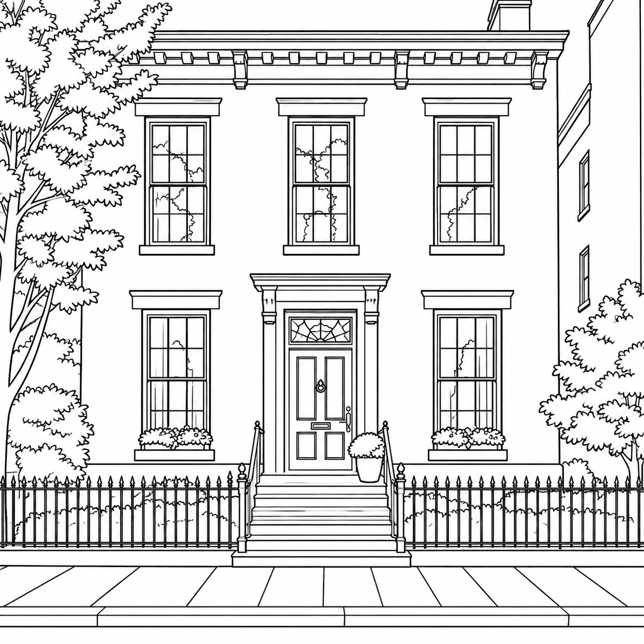 Classic Coloring page based on a brick house photo