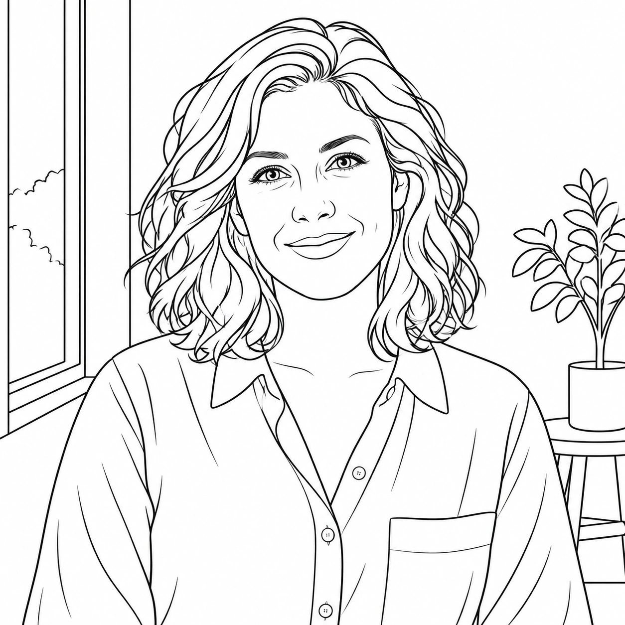 Classic Coloring page based on a portrait photo