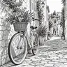 Vintage bicycle rendered as a detailed ink drawing